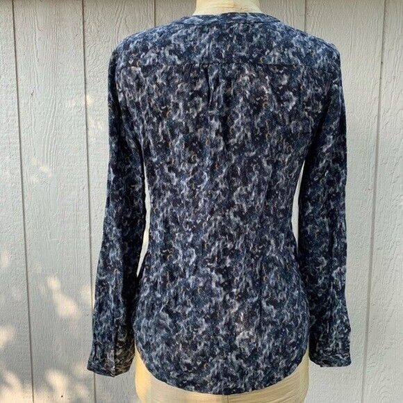 Theory Blouse Womens SMALL PETITE Semi‎ Sheer Long Sleeve Shirt Chiffon Top - Picture 3 of 5